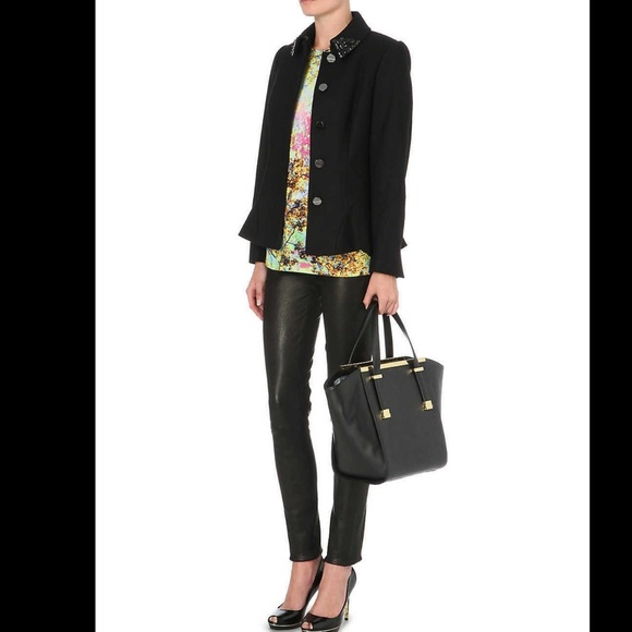 Ted Baker Embellished Peplum Wool/Cashmere Coat - Picture 3 of 9